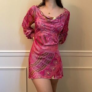 Rixo Mary Pink Psychedelic Butterfly Dress🦋